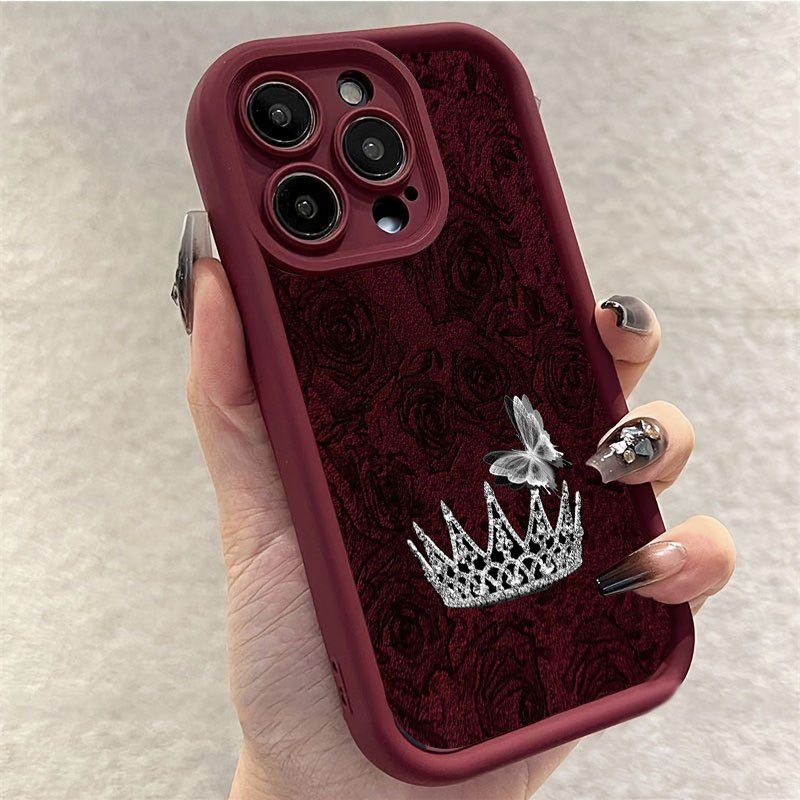 Apple Iphone 15 - Phone Case Red Rose Silver Crown
