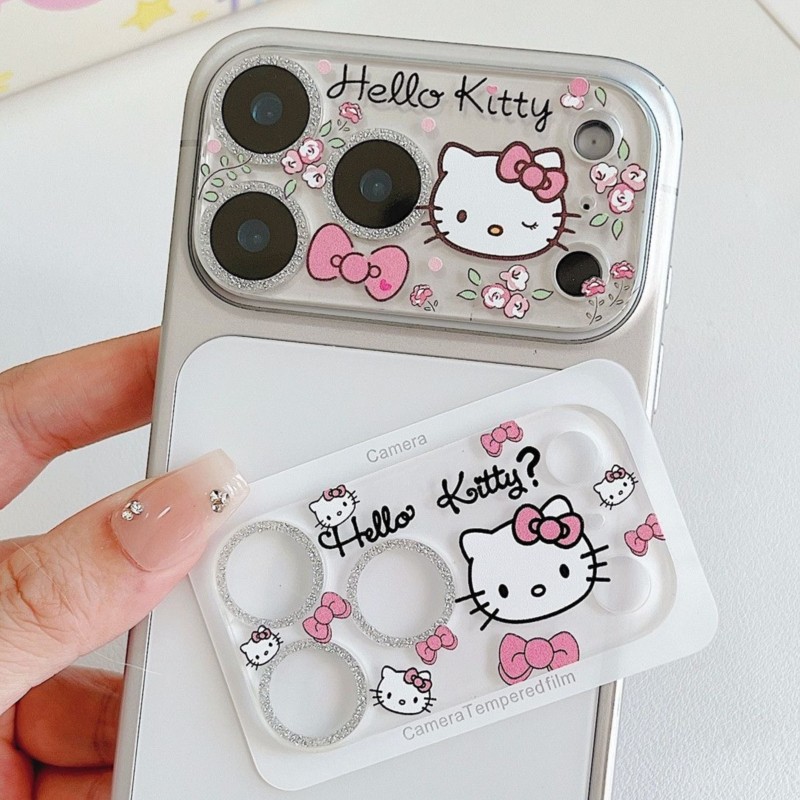 Cute Hello Kitty Glitter Camer - đánh giá và giá Tempered Glass Screen 9H